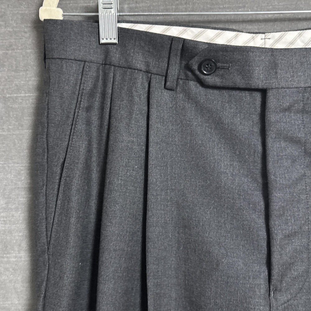 Samuelsohn Dress Pants 32R Gray Italy 110s Wool Pleated Cuffed Trousers Canada